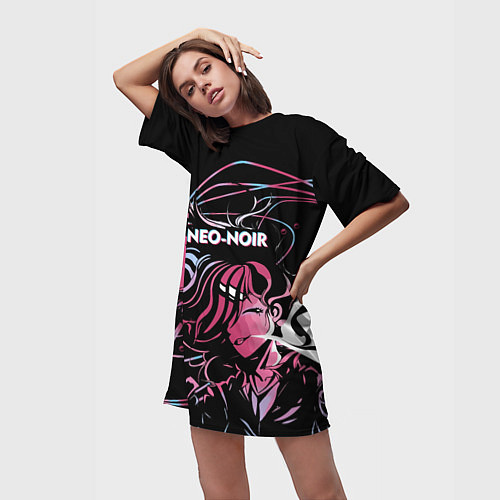 Женская длинная футболка Cs:go Neo-Noir cuberpunk Style киберпанк / 3D-принт – фото 3