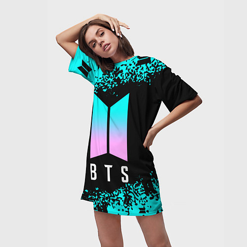 Женская длинная футболка BTS БТС / 3D-принт – фото 3