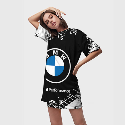 Женская длинная футболка BMW БМВ / 3D-принт – фото 3