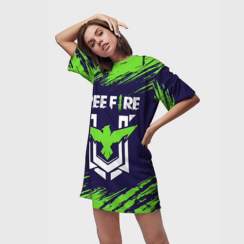Женская длинная футболка FREE FIRE ФРИ ФАЕР / 3D-принт – фото 3