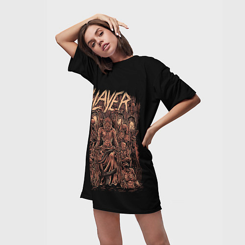 Женская длинная футболка Slayer / 3D-принт – фото 3