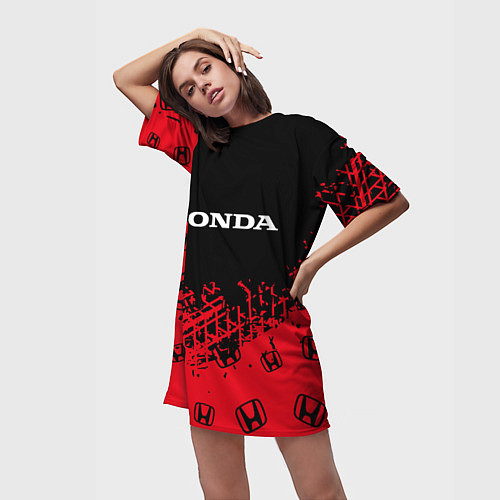 Женская длинная футболка HONDA ХОНДА / 3D-принт – фото 3