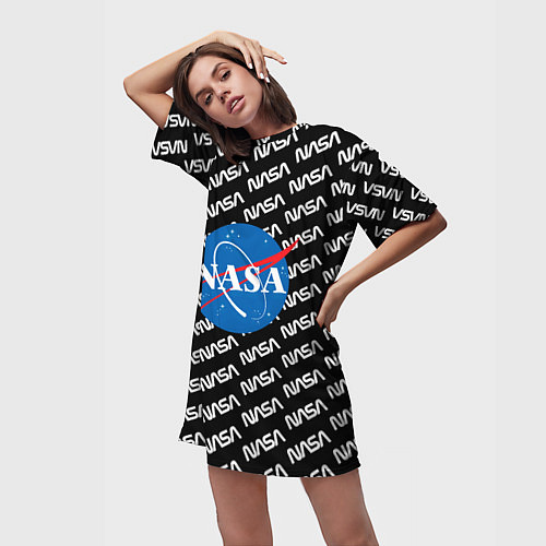 Женская длинная футболка NASA / 3D-принт – фото 3
