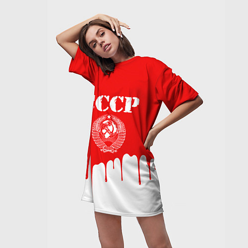 Женская длинная футболка СССР / 3D-принт – фото 3