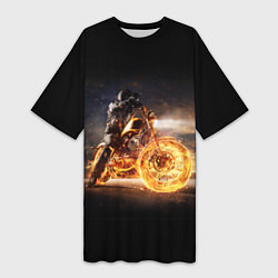 Футболка женская длинная Fire racer, цвет: 3D-принт