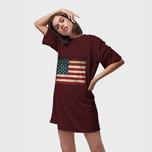 Женская длинная футболка USA флаг / 3D-принт – фото 3