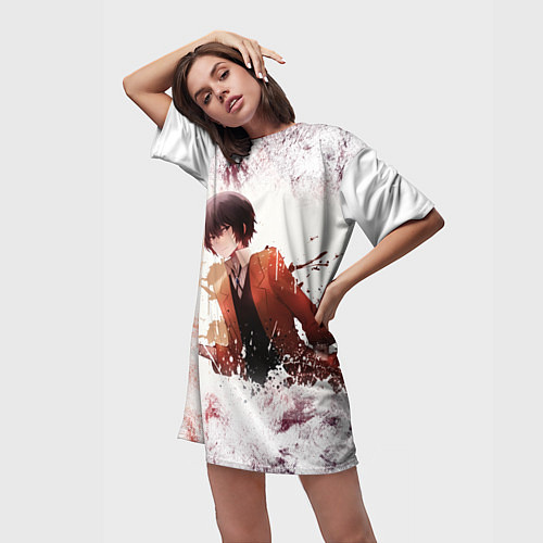 Женская длинная футболка Дазай / 3D-принт – фото 3