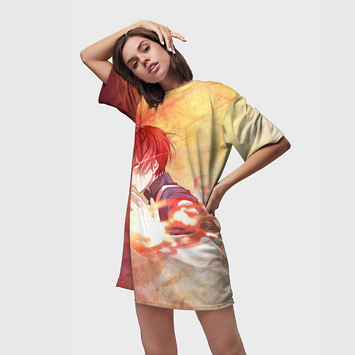 Женская длинная футболка Тодороки Шото / 3D-принт – фото 3