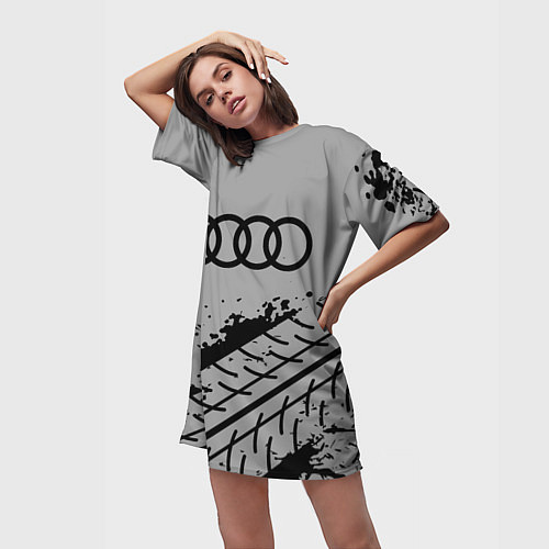 Женская длинная футболка AUDI АУДИ / 3D-принт – фото 3