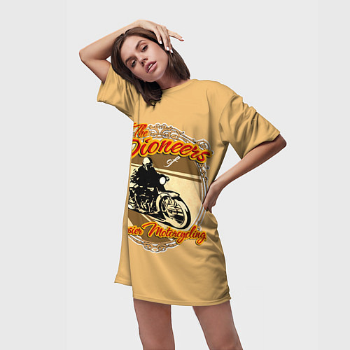 Женская длинная футболка Hoosier Motorcycling / 3D-принт – фото 3