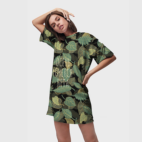 Женская длинная футболка Осень хочется лета / 3D-принт – фото 3
