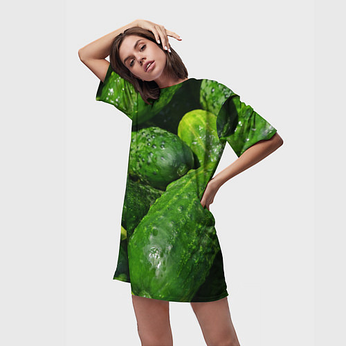 Женская длинная футболка Огурцы / 3D-принт – фото 3