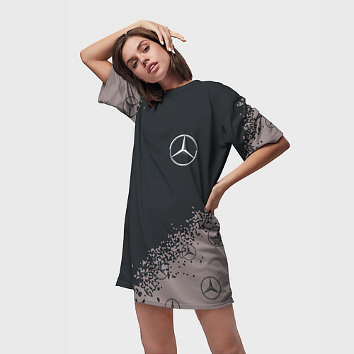 Женская длинная футболка MERCEDES МЕРСЕДЕС / 3D-принт – фото 3