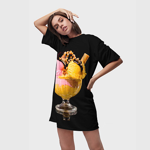 Женская длинная футболка Мороженое / 3D-принт – фото 3