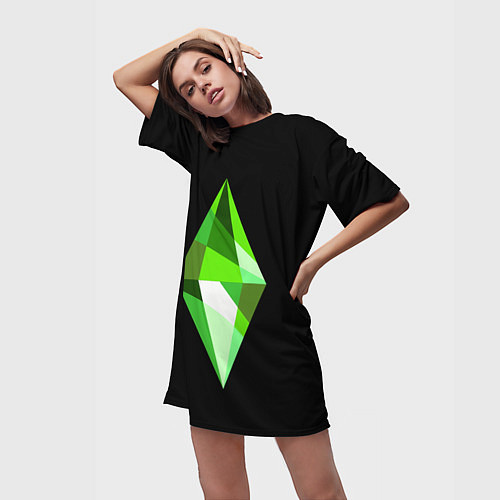 Женская длинная футболка The Sims Plumbob / 3D-принт – фото 3