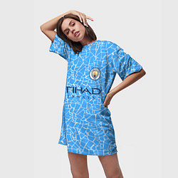 Футболка женская длинная Manchester City 2021 Home Kit, цвет: 3D-принт — фото 2