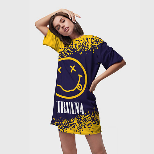 Женская длинная футболка NIRVANA НИРВАНА / 3D-принт – фото 3