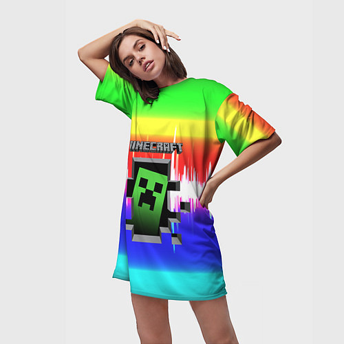 Женская длинная футболка Minecraft S / 3D-принт – фото 3