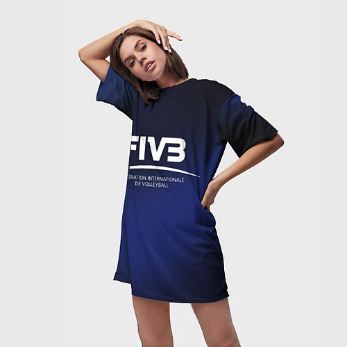 Женская длинная футболка FIVB Volleyball / 3D-принт – фото 3