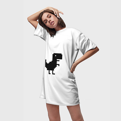 Женская длинная футболка Google динозаврик / 3D-принт – фото 3