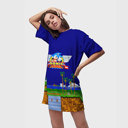 Женская длинная футболка Sonic / 3D-принт – фото 3