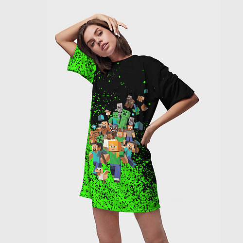 Женская длинная футболка Minecraft / 3D-принт – фото 3