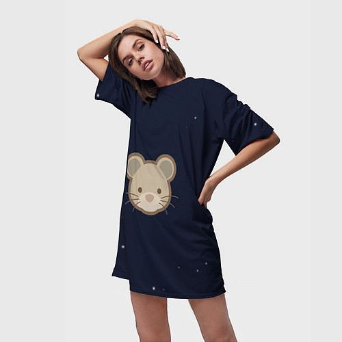 Женская длинная футболка Ночная мышь / 3D-принт – фото 3