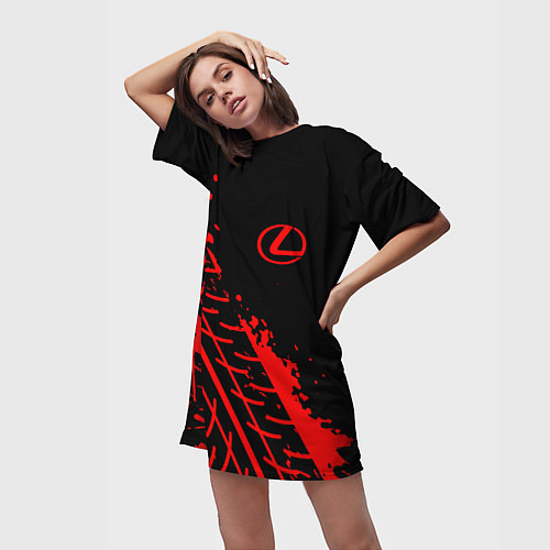 Женская длинная футболка LEXUS ЛЕКСУС / 3D-принт – фото 3