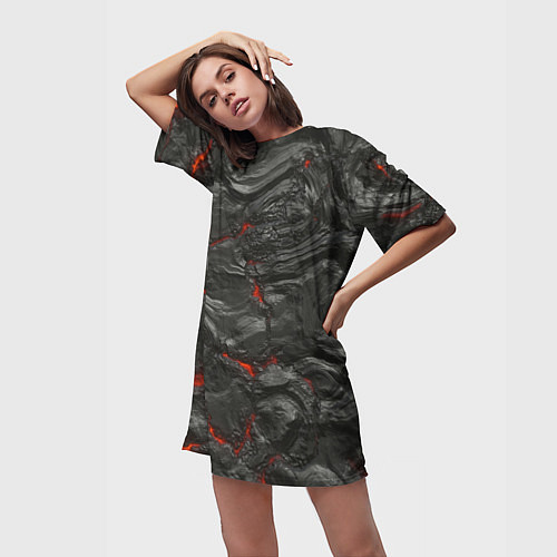 Женская длинная футболка Застывшая лава / 3D-принт – фото 3