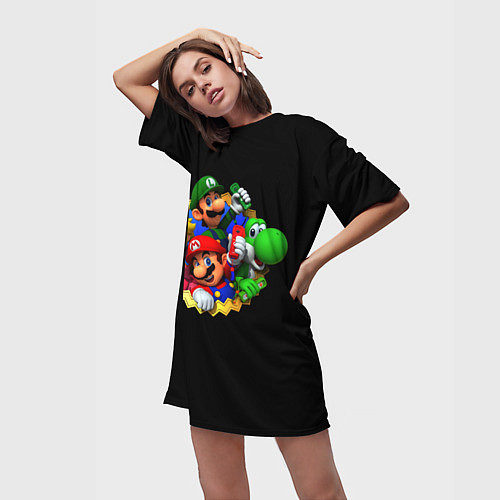 Женская длинная футболка Марио / 3D-принт – фото 3