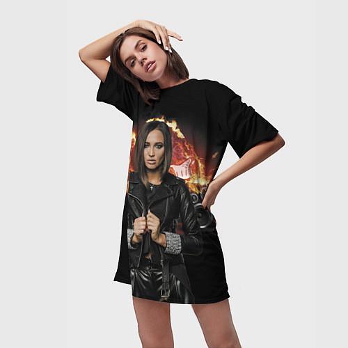 Женская длинная футболка Olga Buzova / 3D-принт – фото 3