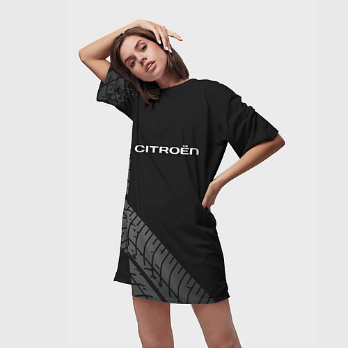 Женская длинная футболка CITROEN / 3D-принт – фото 3