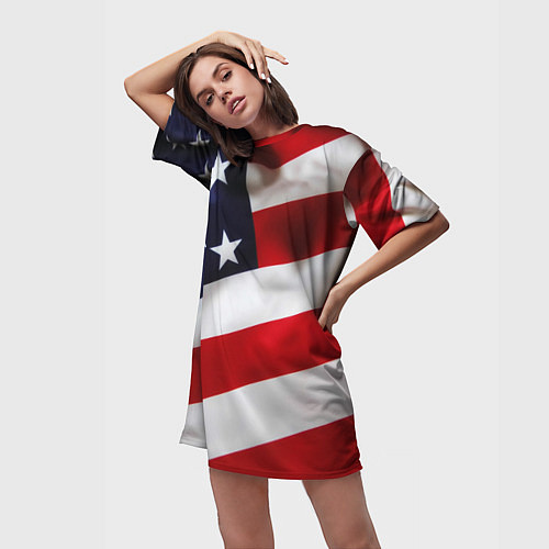 Женская длинная футболка США USA / 3D-принт – фото 3