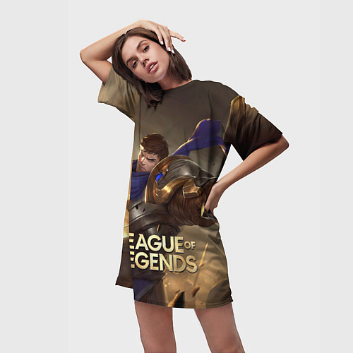 Женская длинная футболка League of legends Гарен / 3D-принт – фото 3