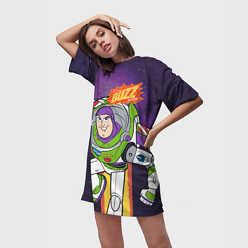Женская длинная футболка Buzz Lightyear / 3D-принт – фото 3