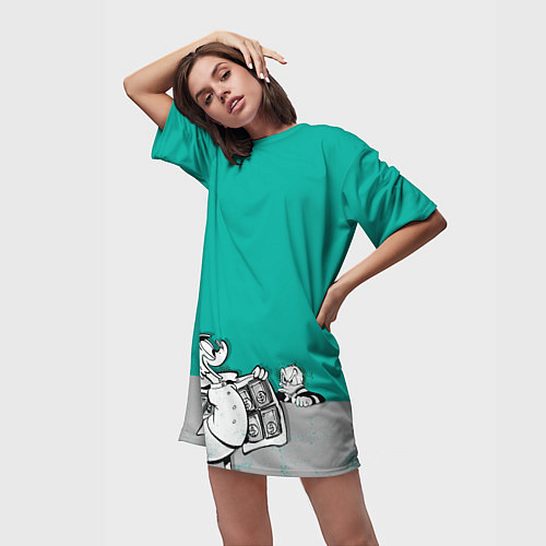 Женская длинная футболка Скрудж и Дональд / 3D-принт – фото 3