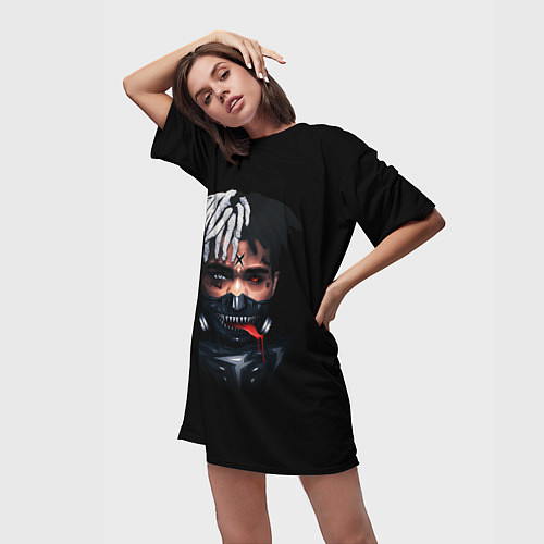 Женская длинная футболка XXXTentacion / 3D-принт – фото 3