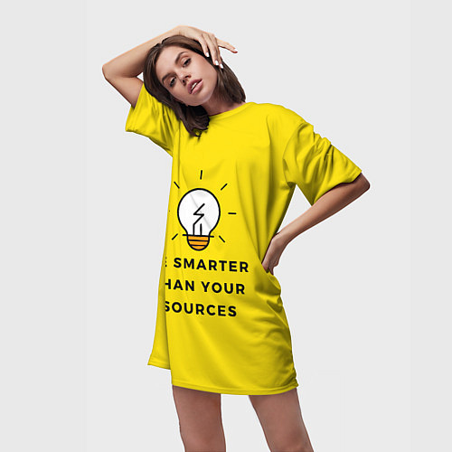 Женская длинная футболка Будьте умнее своих источников / 3D-принт – фото 3