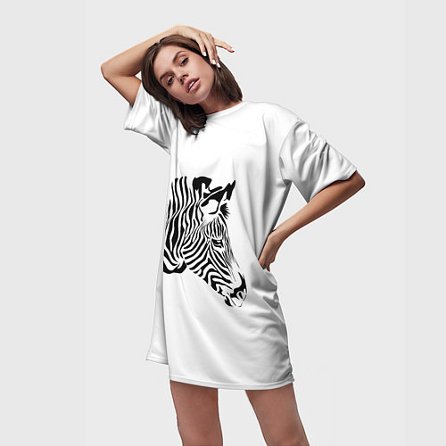 Женская длинная футболка Zebra / 3D-принт – фото 3
