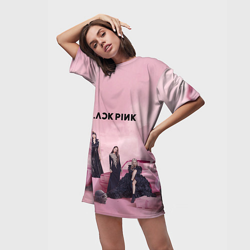 Женская длинная футболка BLACKPINK x PUBG / 3D-принт – фото 3