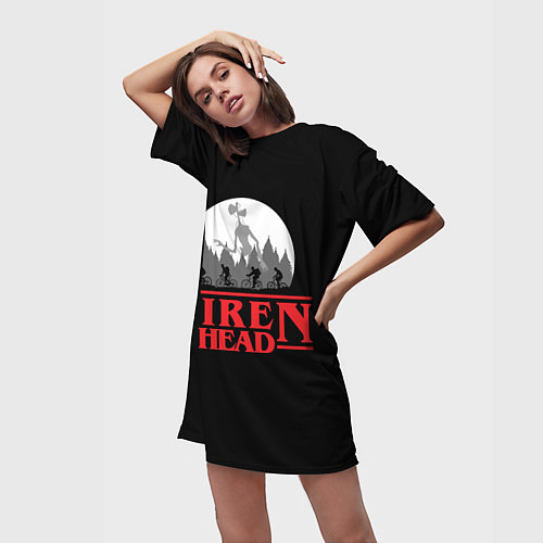 Женская длинная футболка Siren Head / 3D-принт – фото 3