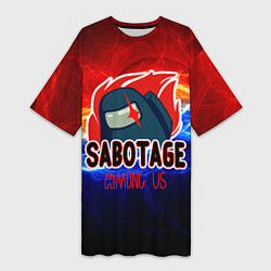 Футболка женская длинная Among us sabotage, цвет: 3D-принт