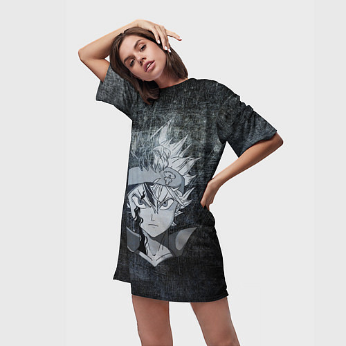 Женская длинная футболка Черный клевер / 3D-принт – фото 3