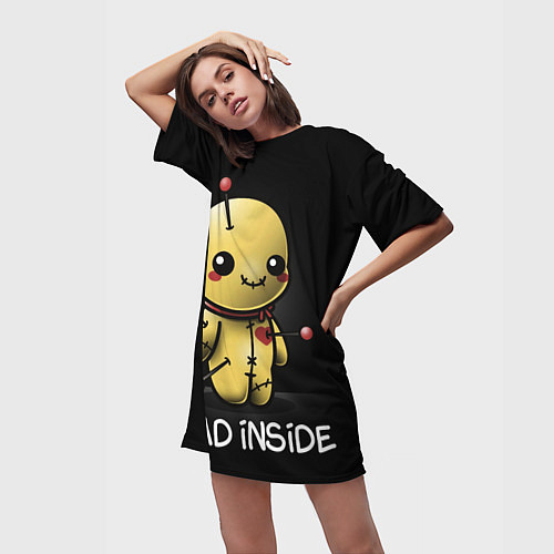 Женская длинная футболка DEAD INSIDE / 3D-принт – фото 3
