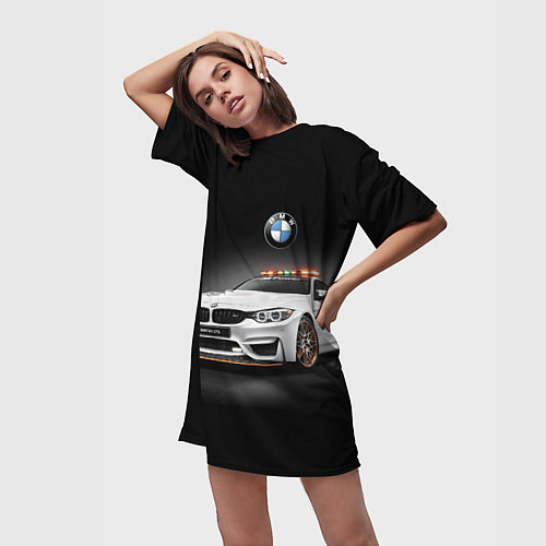 Женская длинная футболка Safety car / 3D-принт – фото 3