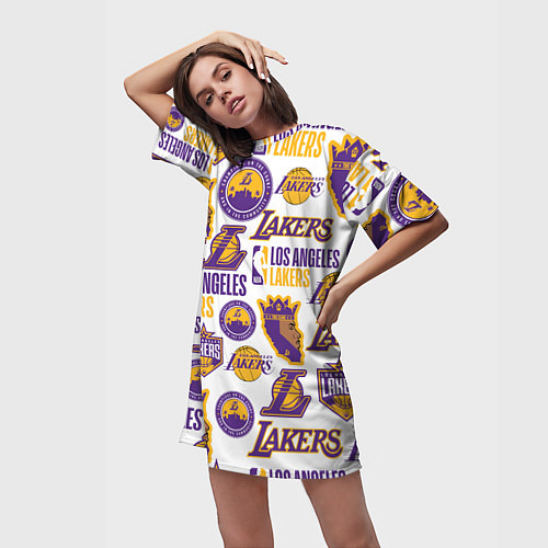 Женская длинная футболка LAKERS LOGO / 3D-принт – фото 3