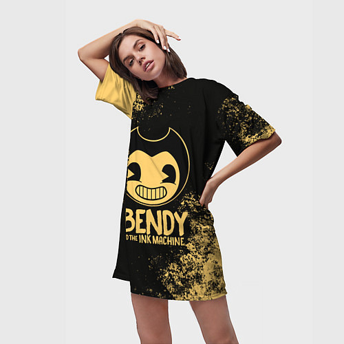 Женская длинная футболка Bendy And The Ink Machine / 3D-принт – фото 3