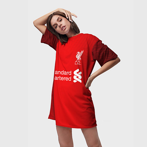 Женская длинная футболка LIVERPOOL домашняя сезон 2021 / 3D-принт – фото 3