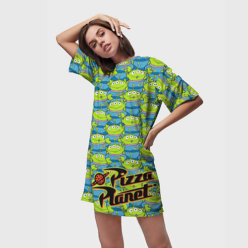 Женская длинная футболка Pizza Planet / 3D-принт – фото 3