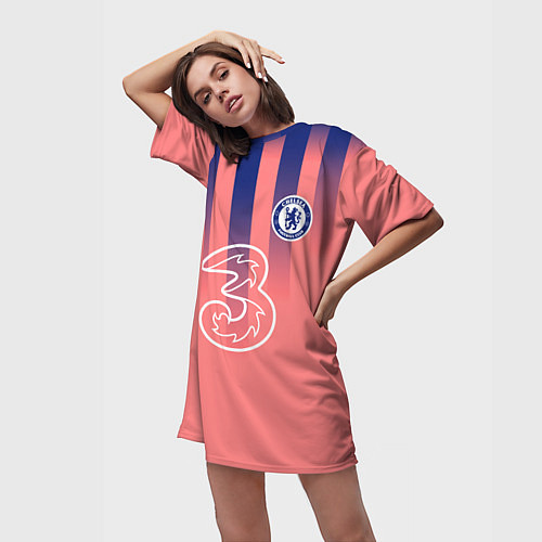 Женская длинная футболка CHELSEA резервная сезон 2021 / 3D-принт – фото 3